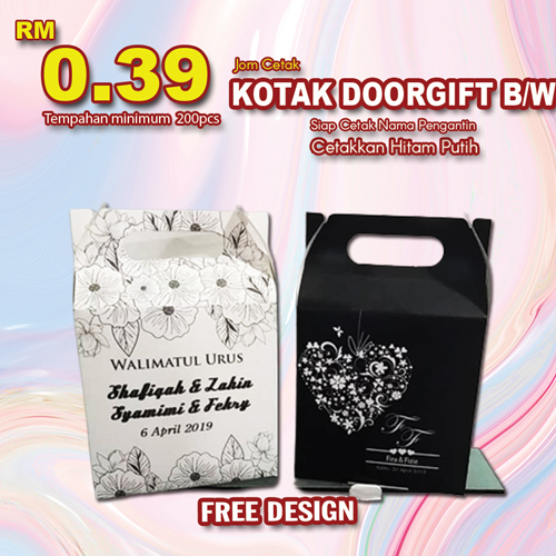Kotak Doorgift Cetakkan Black & White