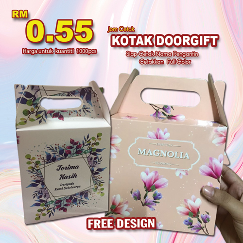 Kotak Doorgift Cetakkan Warna
