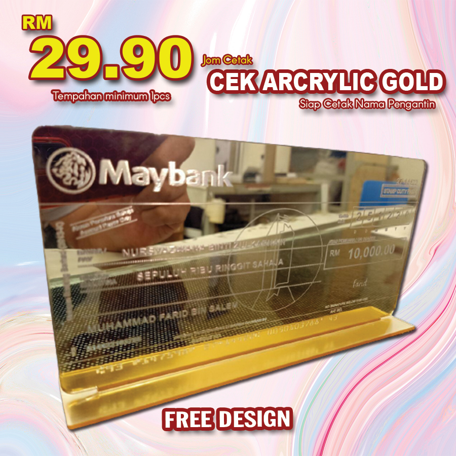 Mock Cek Hantaran (Bank Arcrylic)