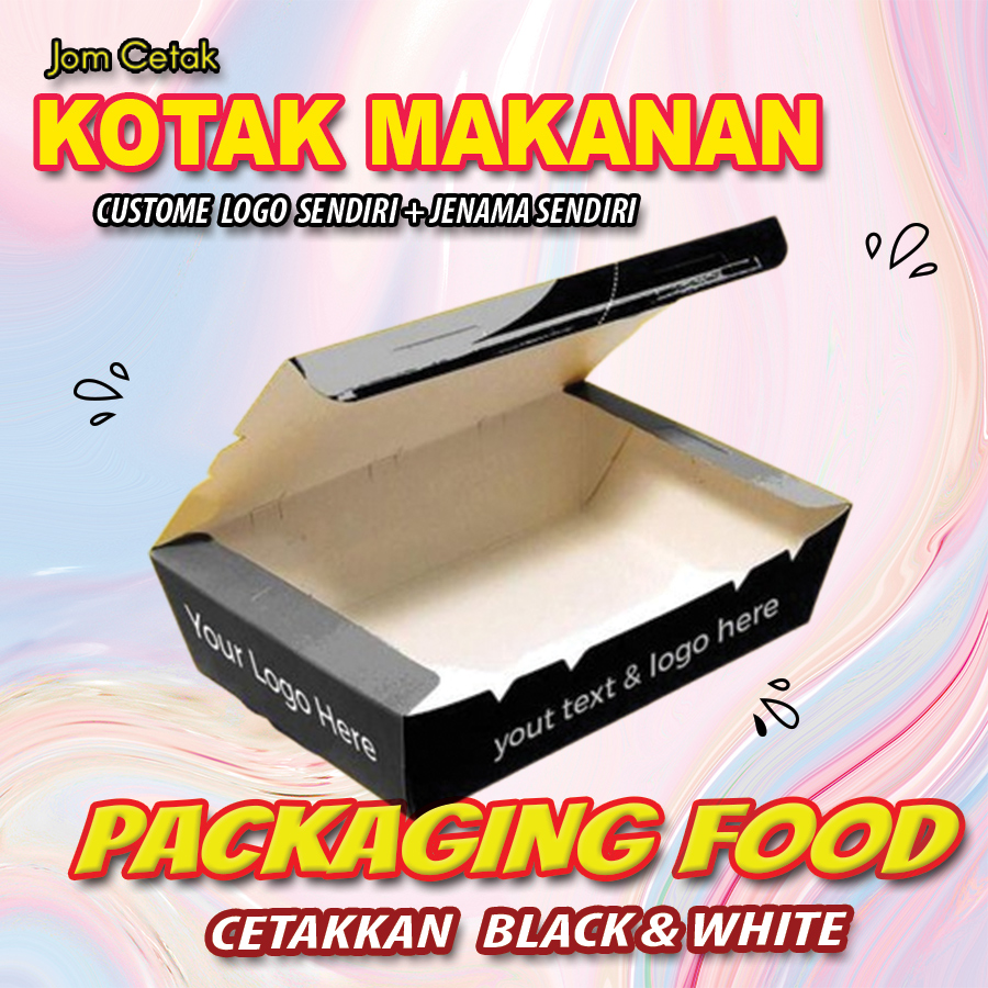 Lunch Box Custom - 1 color Hitam & putih