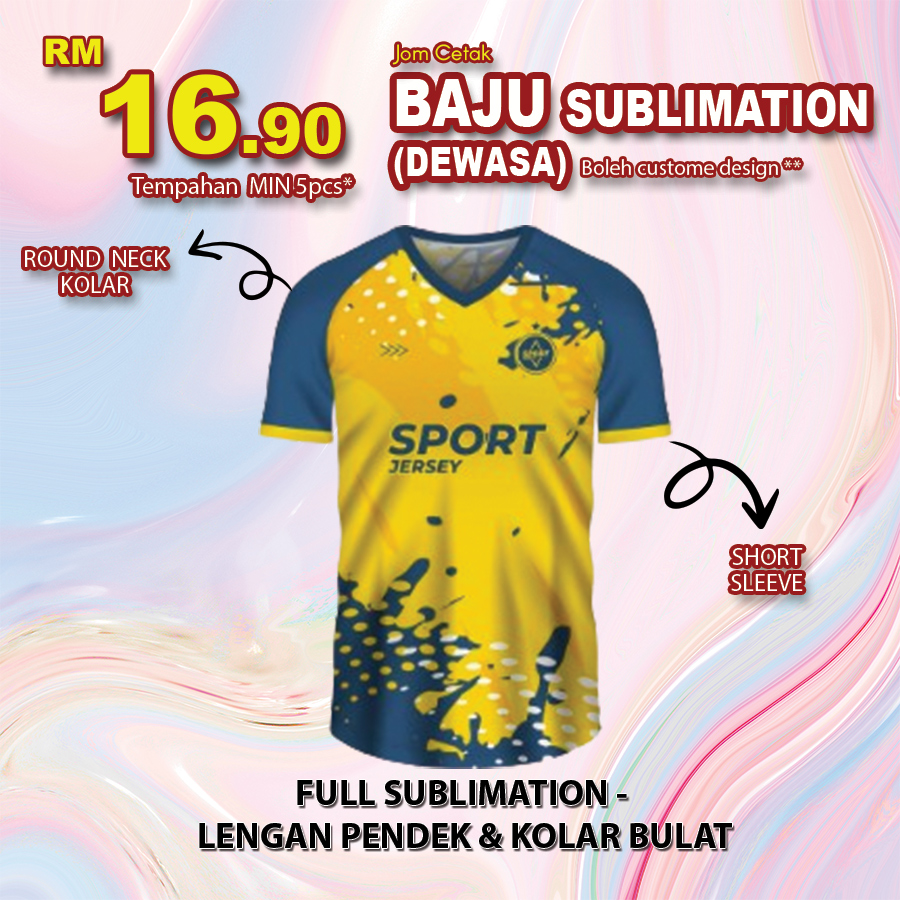 Baju Sublimation Dewasa (Kolar Bulat)
