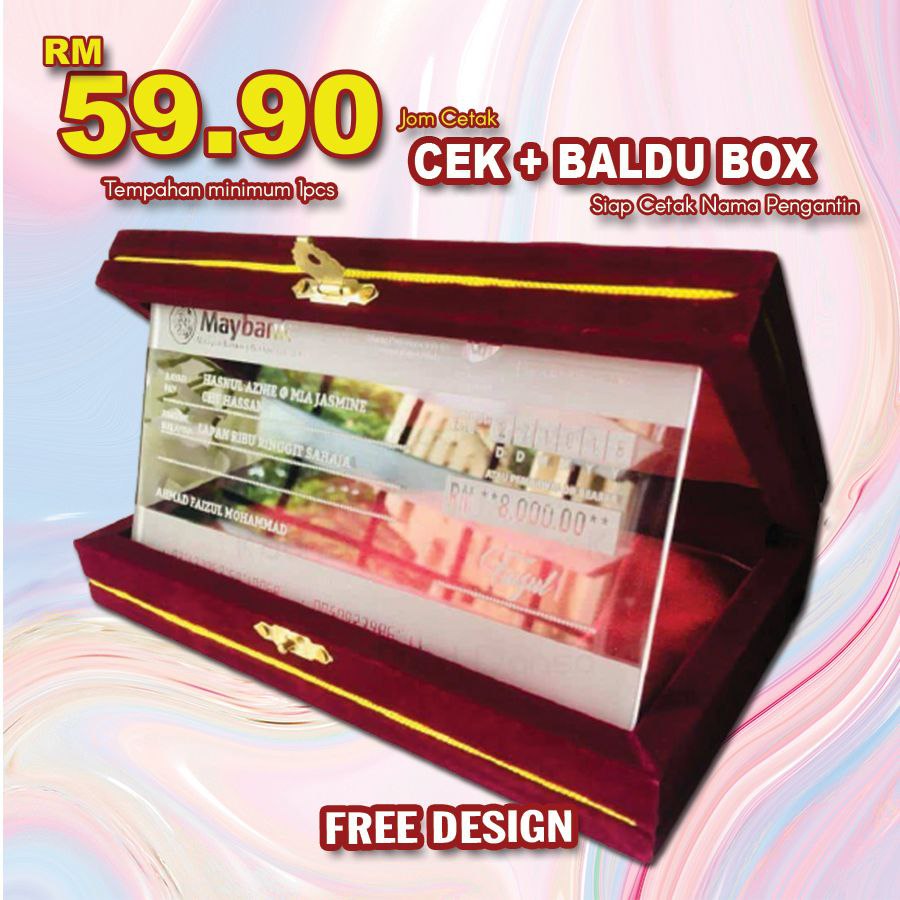 Baldu Box + Mock Cek Hantaran (Bank Arcrylic)