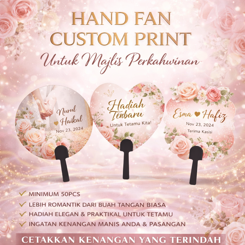 HAND FAN CUSTOM PRINT- Wedding Gift